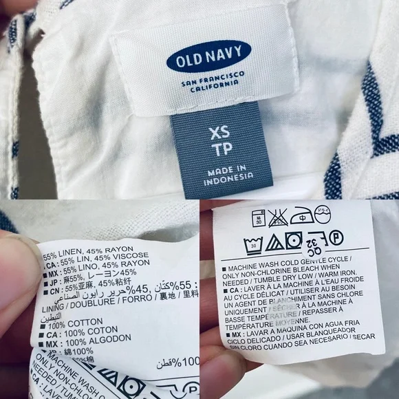 Old Navy XS Striped Linen Blend Fit & Flare Swing Boho Side Zip Dress - Picture 8 of 8